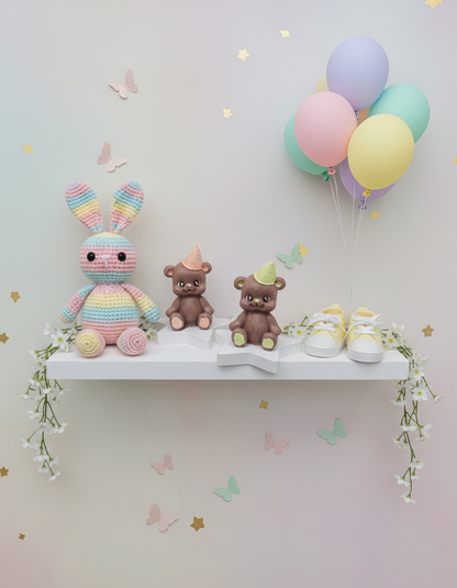 Ursuleț Party cu pălărie - mărturie ceramică handmade, cutiuță inclusă