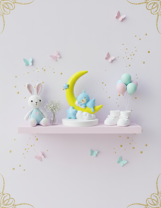 Ursuleț  pe lună - mărturie ceramică handmade, cutiuță cadou inclusă