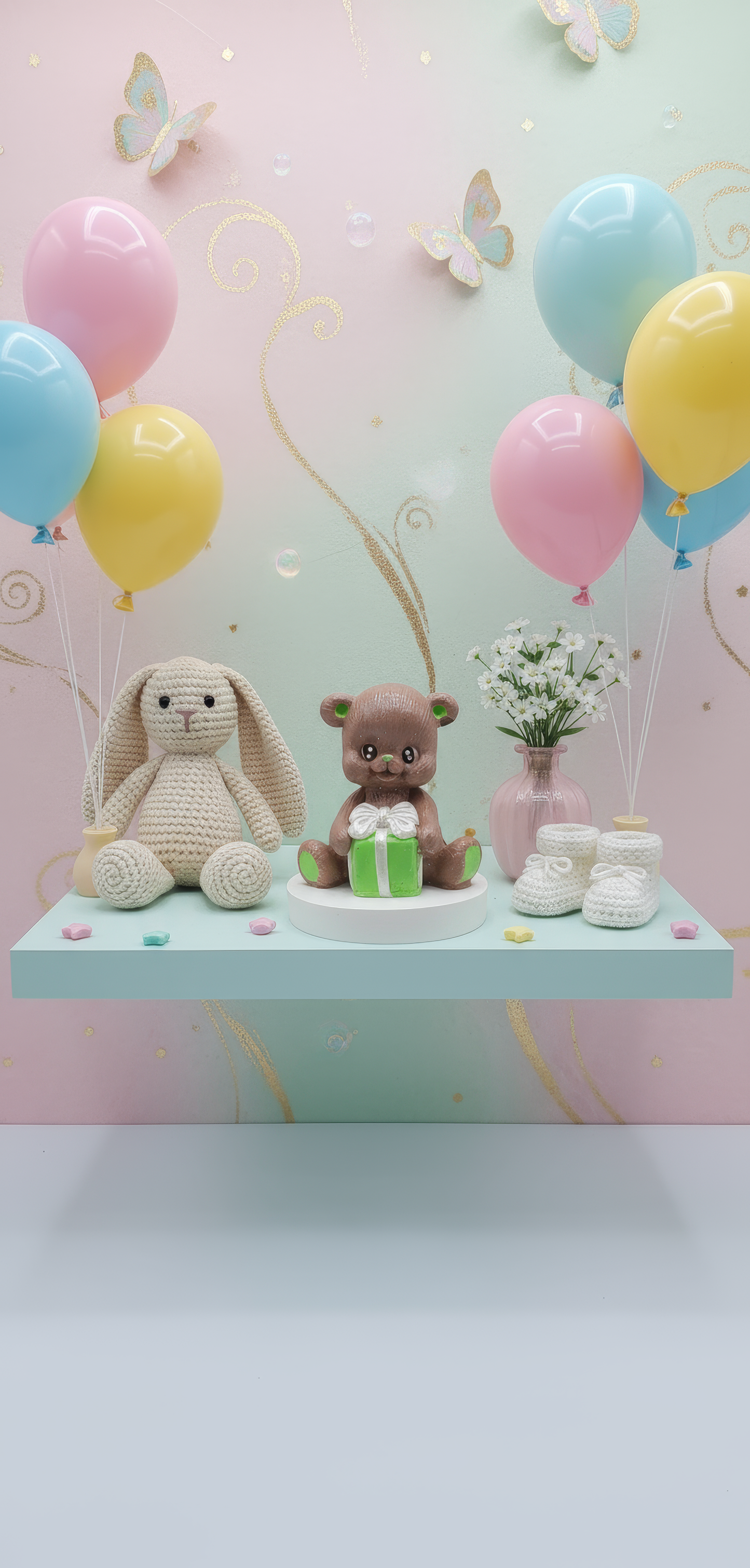 Brown bear with gift - handmade ceramic testimonial, box included