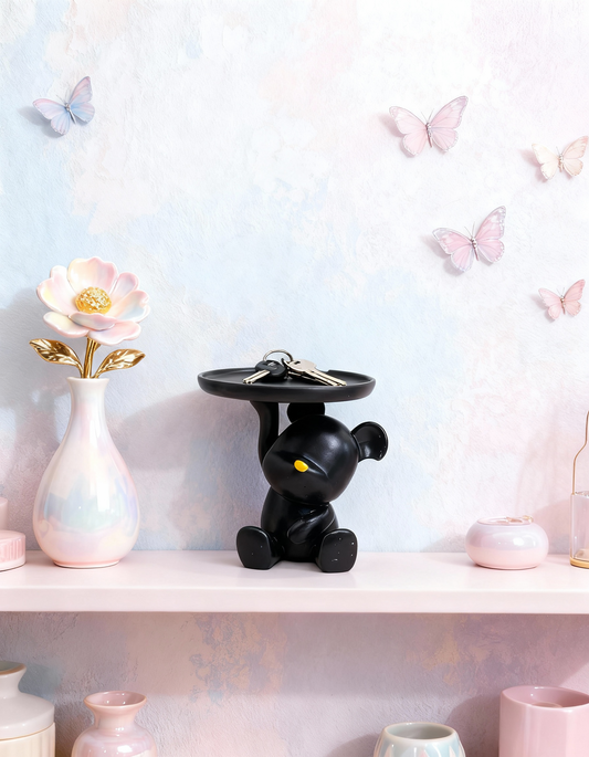 Suport decorativ cu ursuleț — Mini tăviță multifuncțională din ceramică, culoare personalizabilă