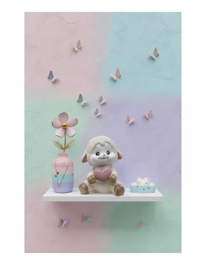 Mielușel cu inimioară pastel - ceramică handmade, cutiuță cadou inclusă
