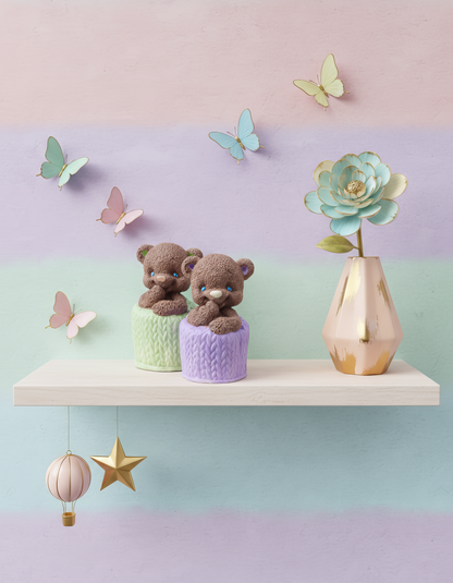 Ursuleț in cosulet - mărturie ceramică handmade, cutiuță inclusă