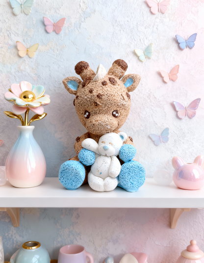 Girafă cu ursuleț  - mărturie ceramică handmade, cutiuță inclusă