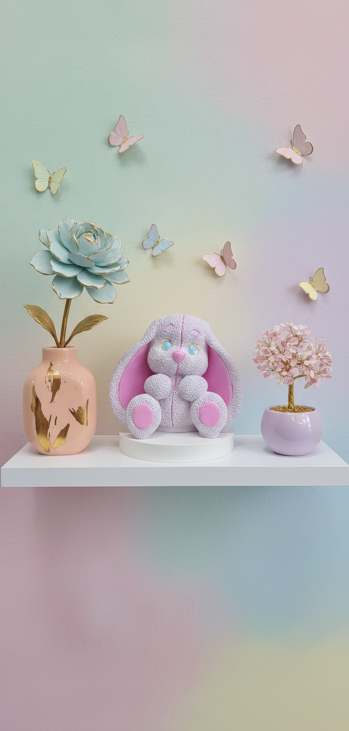 Iepuraș pastel cu urechi lungi - mărturie ceramică handmade, cutiuță inclusă