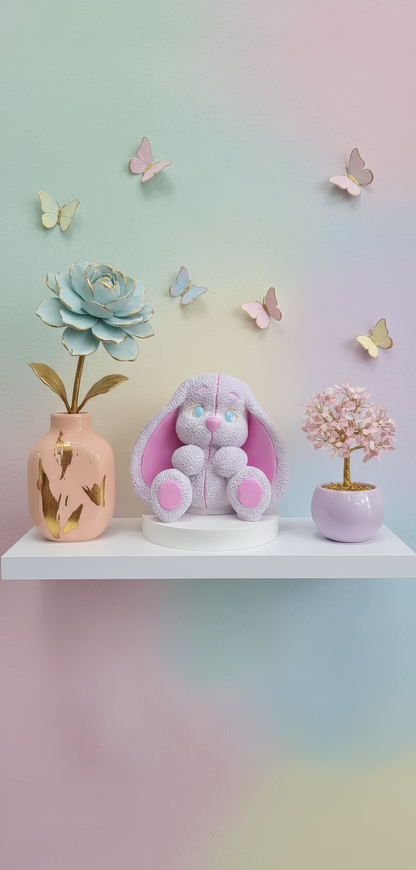 Iepuraș pastel cu urechi lungi - mărturie ceramică handmade, cutiuță inclusă