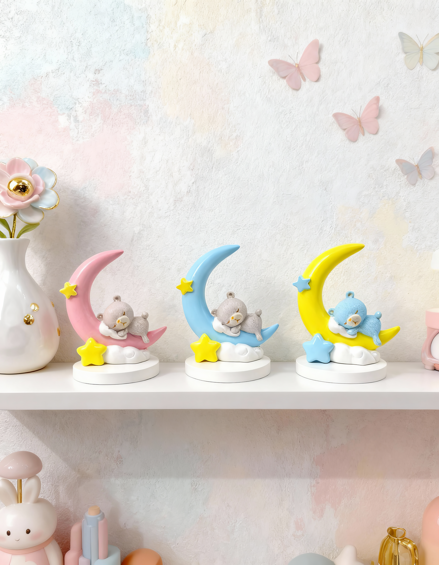 Ursuleț  pe lună - mărturie ceramică handmade, cutiuță cadou inclusă