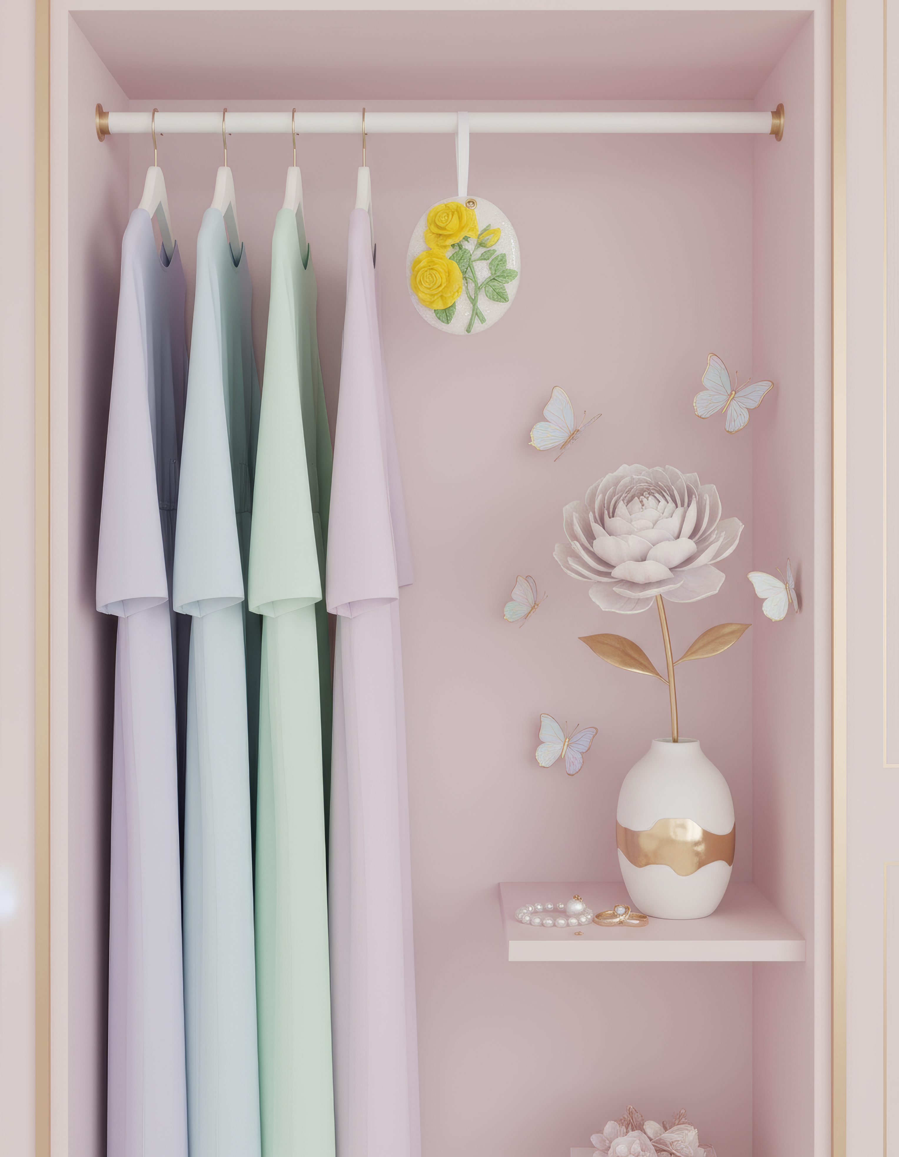 Odorizant ceramic floral oval parfumat - ceramică handmade cu sticlută parfum 1ml inclusă