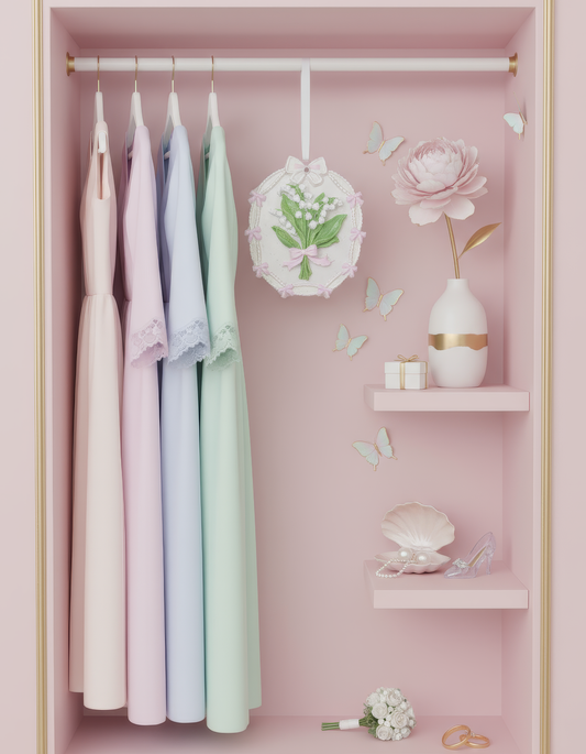 Odorizant ceramic buchet delicat cu flori și fundiță - cu sticlută refill 1ml inclusă