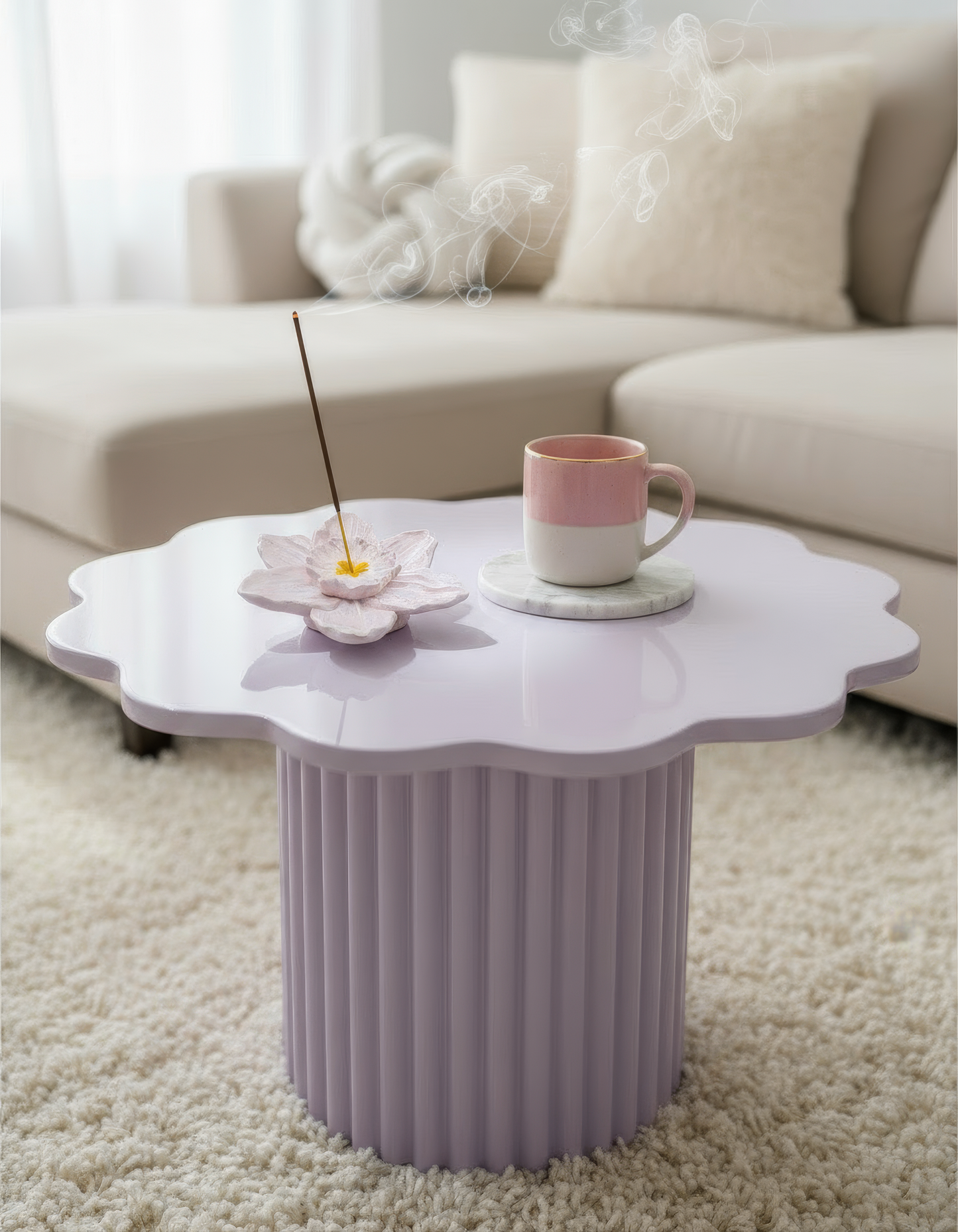 Suport bețișoare parfumate „Floare pastelată" – decor ceramic elegant și personalizabil
