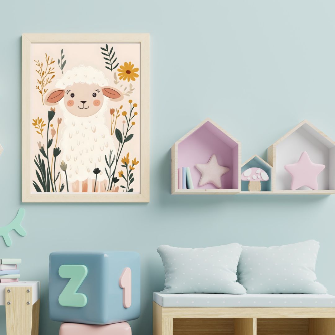 Tablou „Sweet Lamb" — print pe pânză Canva premium, ramă inclusă